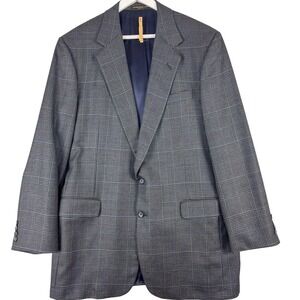Vintage H‎ Freeman & Son Blazer Mens 44L Gray Wool Glen Plaid Made USA 90s